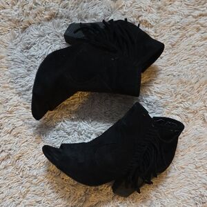 Coconuts by Matisse Black Fringe Ankle Booties